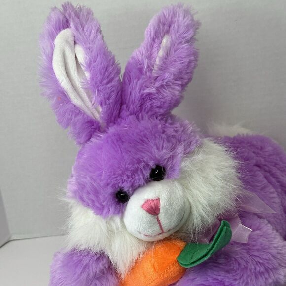 Chrisha Playful Plush, 12" Purple Stuffed Bunny Rabbit w/Carrot 2009 CLEAN - Picture 11 of 11